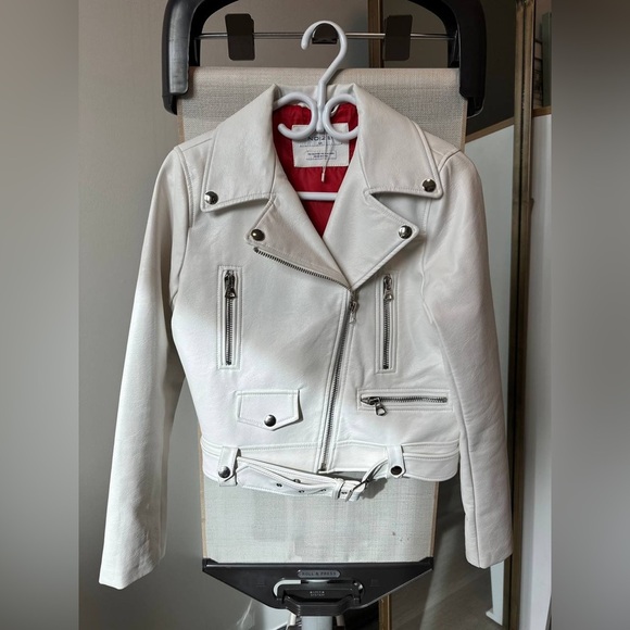 New! Noize Faux Leather Moto Jacket – White – Women’s Size S - Picture 1 of 10